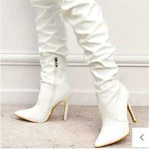 Over-Knee White Boots
